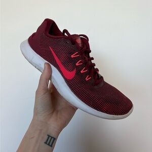 Nike Burgundy and Neon Pink Running Shoes